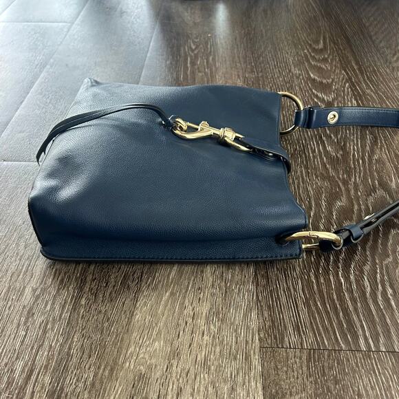 EUC Rebecca Minkoff Megan Small Leather Feed Bag Blue Twilight Gold Hardware - Picture 7 of 16